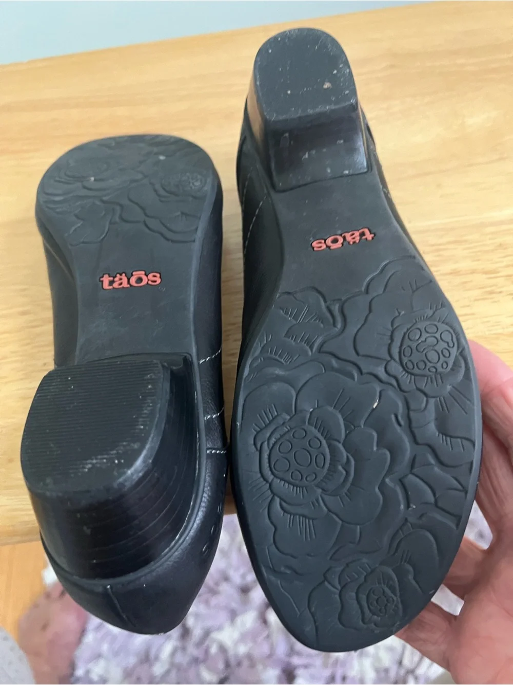 Taos Footwear Black Leather Mary Jane Flats with Button Strap